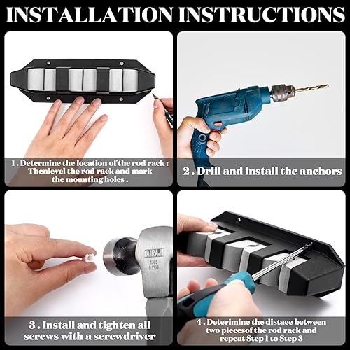 Miniatura 3 de Sratte 4 soportes para caña de pescar para barco de pesca, soporte de pared para caña de pescar, soporte horizontal de espuma EVA, soporte de caña