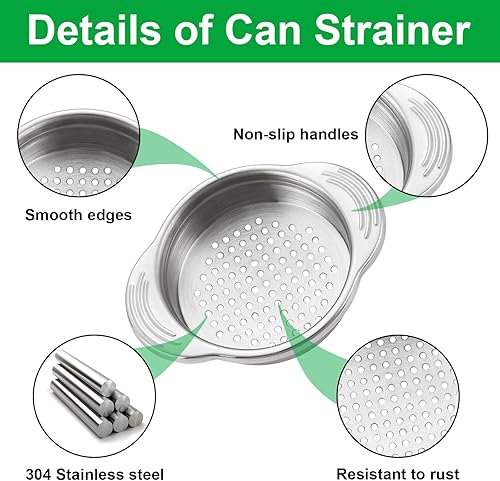 Miniatura 4 de 2 coladores de acero inoxidable, escurridor de latas de metal, apto para lavavajillas, prensa de atún de grado alimenticio, escurridor de aceite,
