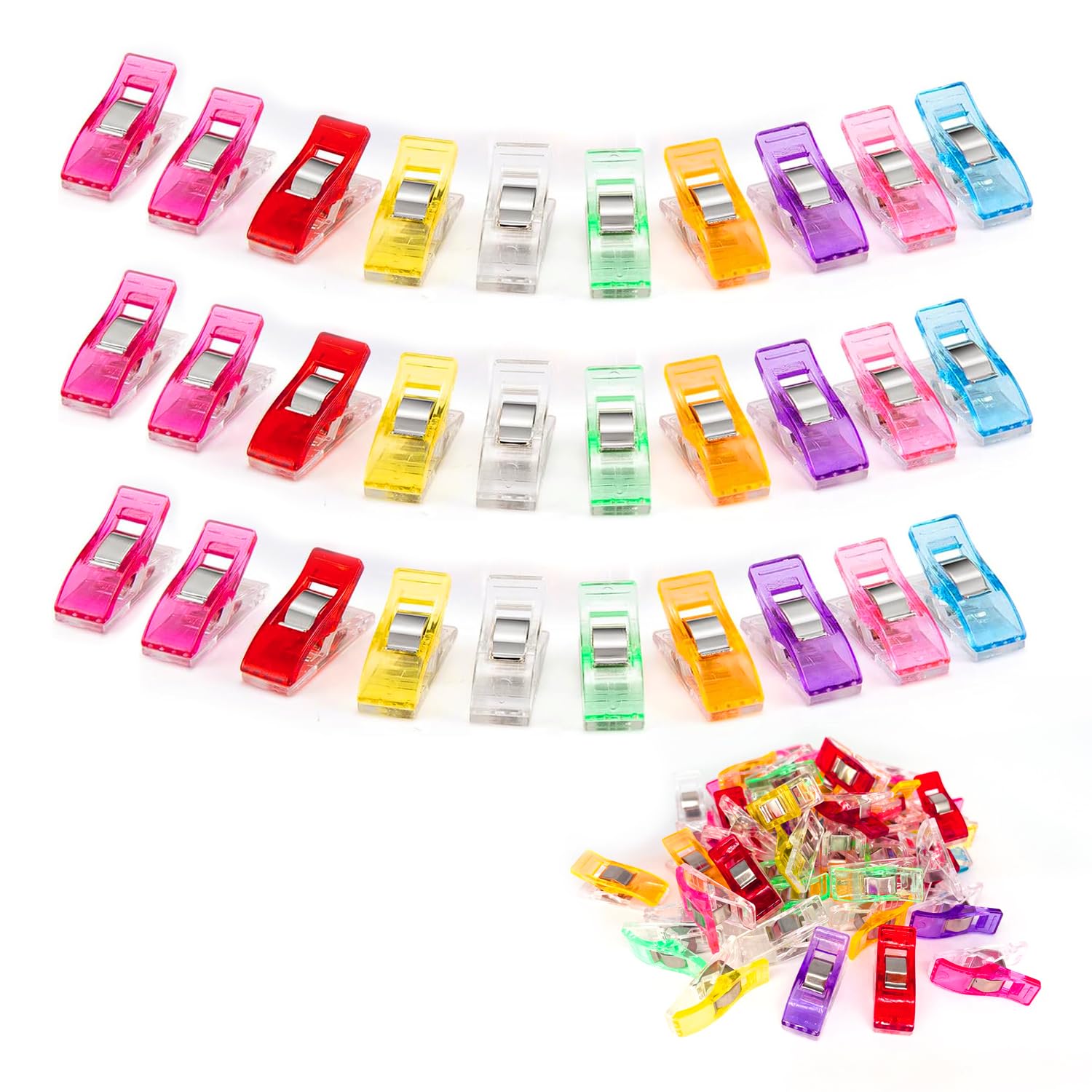 Quluxe 25 Clip Porta Rocchetto Per Cucito - Ferma Bobine Colorate In 5 Colori (Rosso, Blu, Verde, Giallo, Trasparente) - Accessori Per Cucito Creativo E Sartoria - 2