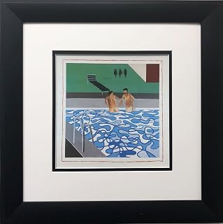 David Hockney Two Boys in a Pool, Hollywood Newly Custom Framed Art Print Framed Size Approx. 16" x 16" Image Size: 8" x 8"