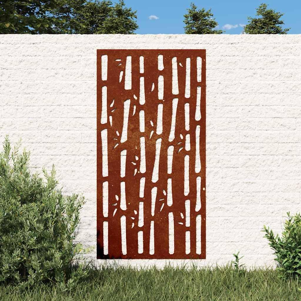 vidaXL Wall Art, Outdoor Metal Wall Decor, Garden Patio Wall Decoration Art Furniture, Garden Wall Ornament, Corten Steel Bamboo Design