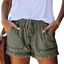 Womens Lightweight Shorts Casual Baggy Trendy Short Pants Elastic Waist Drawstring Comfy Shorts