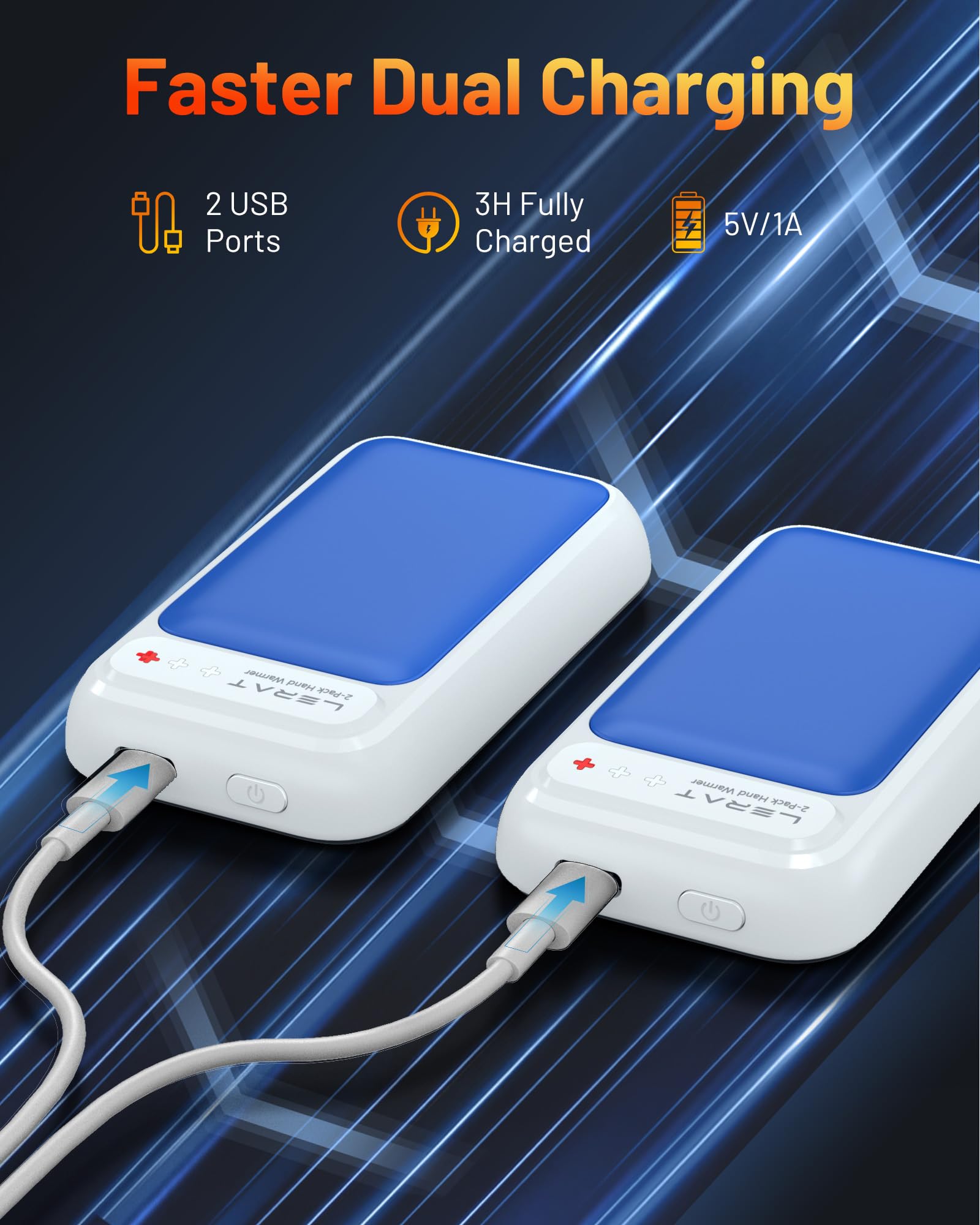 Calentadores de manos recargables, 2 unidades, calentadores de manos eléctricos, calentamiento rápido, calentador de bolsillo portátil, calentador de manos de carga rápida 2 en 1 para interiores y