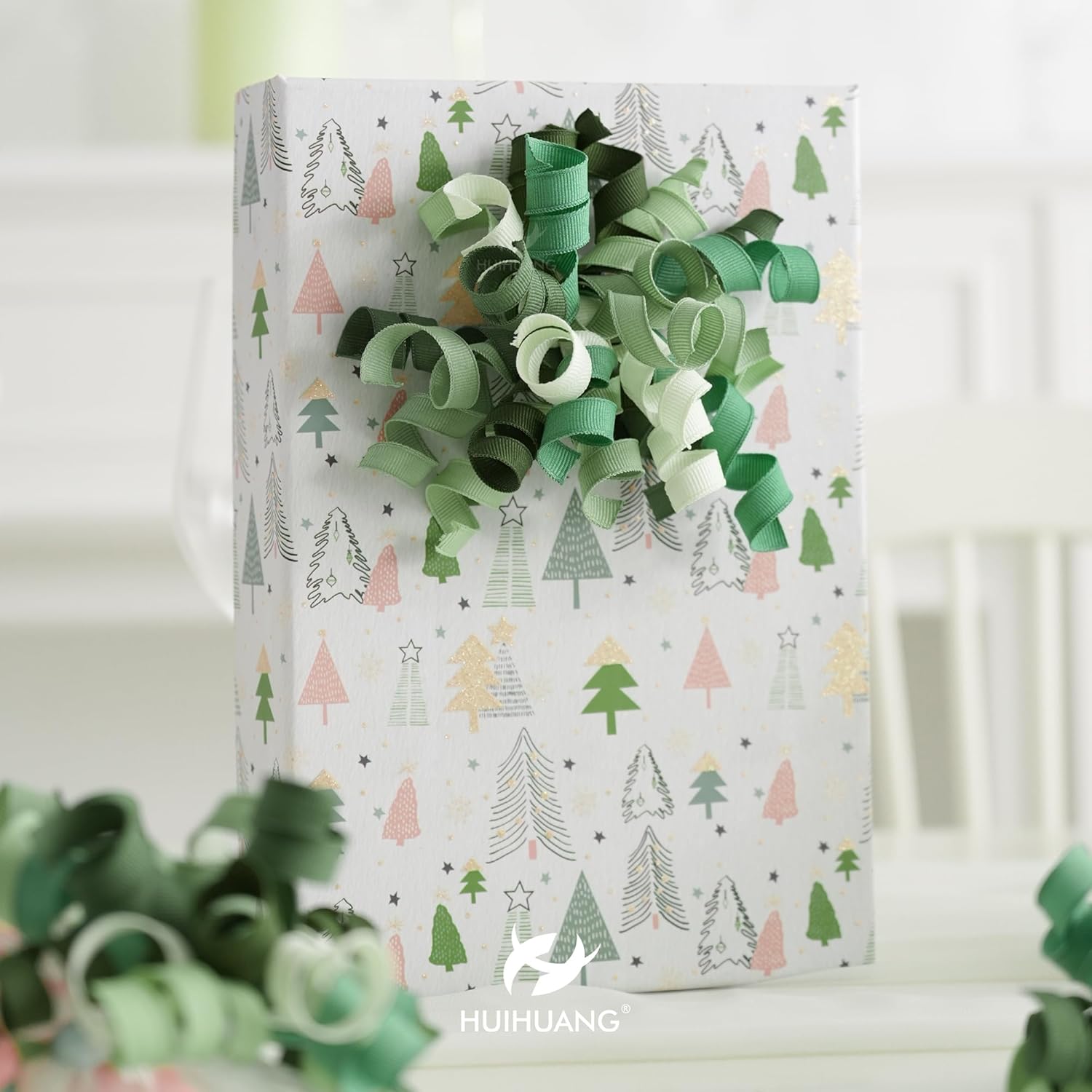 HUIHUANG Green Curly Gift Bows Self Adhesive Sage Green Burst Gift Bow for Gift Wrapping, Birthday, Wedding Baby Shower Party Favors, Wine Bottle, Treat Bags- 6 Counts - Image 4