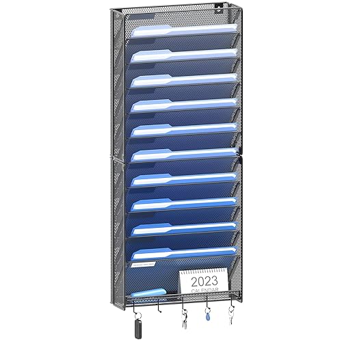 OUTWOLF Hanging Wall File Organizer with Hooks, 12 Tier Vertical