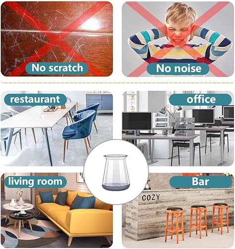 Miniatura 55 de Protectores de silicona y fieltro para patas de silla, protectores para pisos duros como madera (para patas de 0.9 a 1.29 pulgadas de diámetro), 24