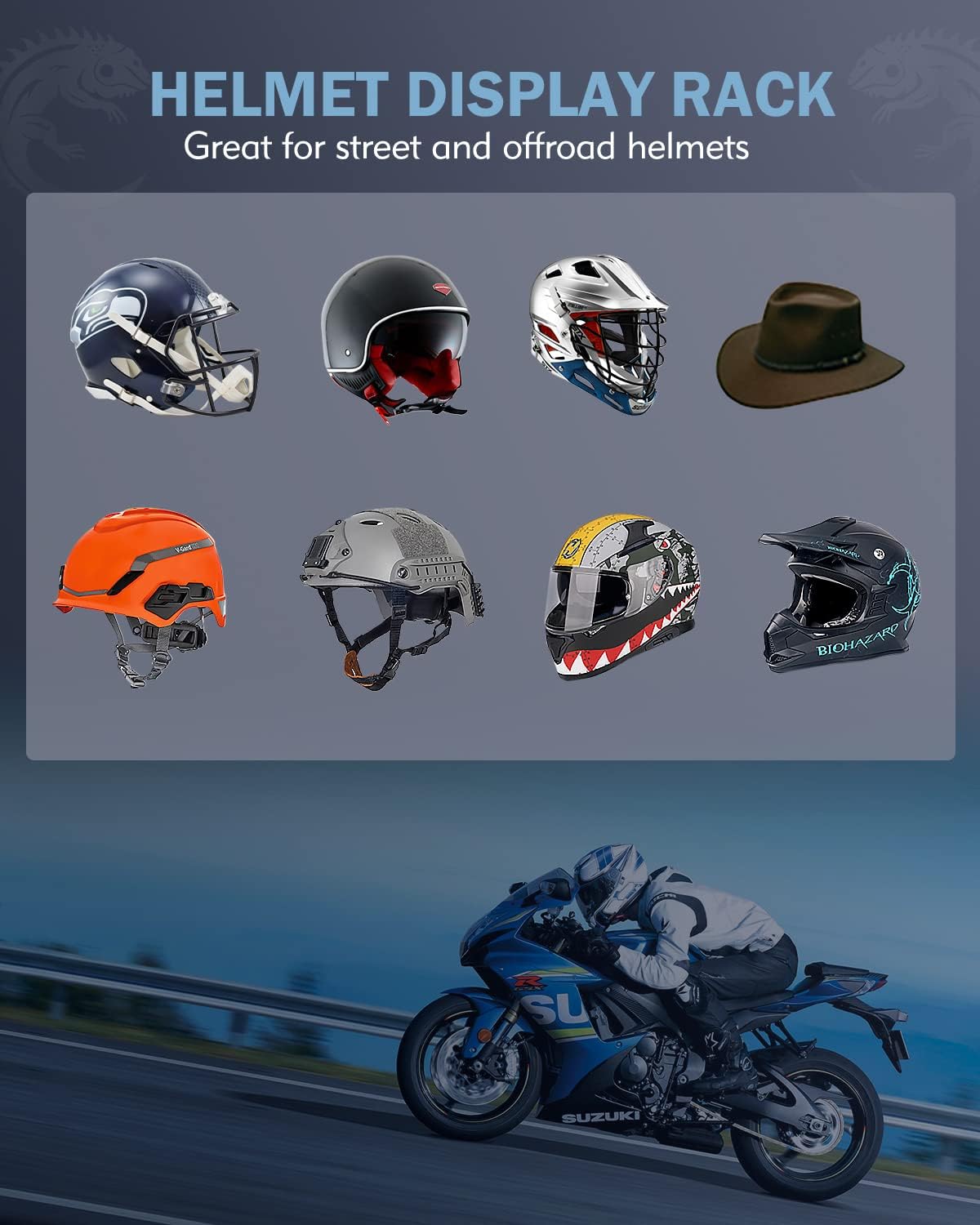 Lupar Aluminum Alloy Helmet Holder, Detachable Motorcycle Helmet Rack with Hook, Rotatable US Flag Pattern Helmet Hanger for Caps, Baseballs, Rugby Helmet, Motorcycle Bike Coats&Bag : Sports & Outdoors