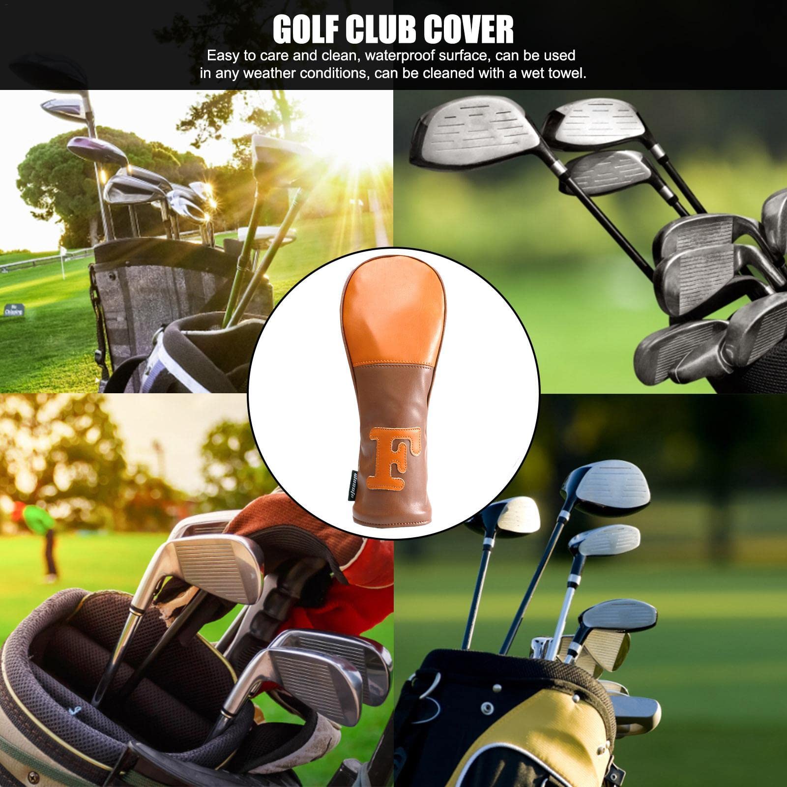 Cubiertas de cabeza de golf Driver Fairway Wood Hybrid PU marrón para palos de golf