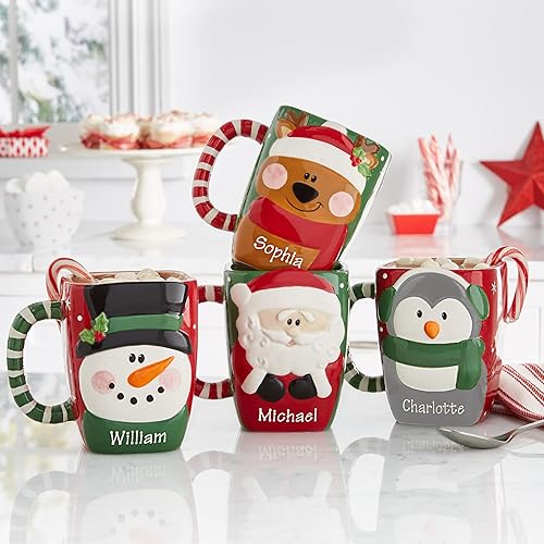 Miniatura 3 de Let's Make Memories Tazas de Navidad personalizadas, tazas de café de cerámica con nombres grabados, rellenos de calcetines personalizados, juego de