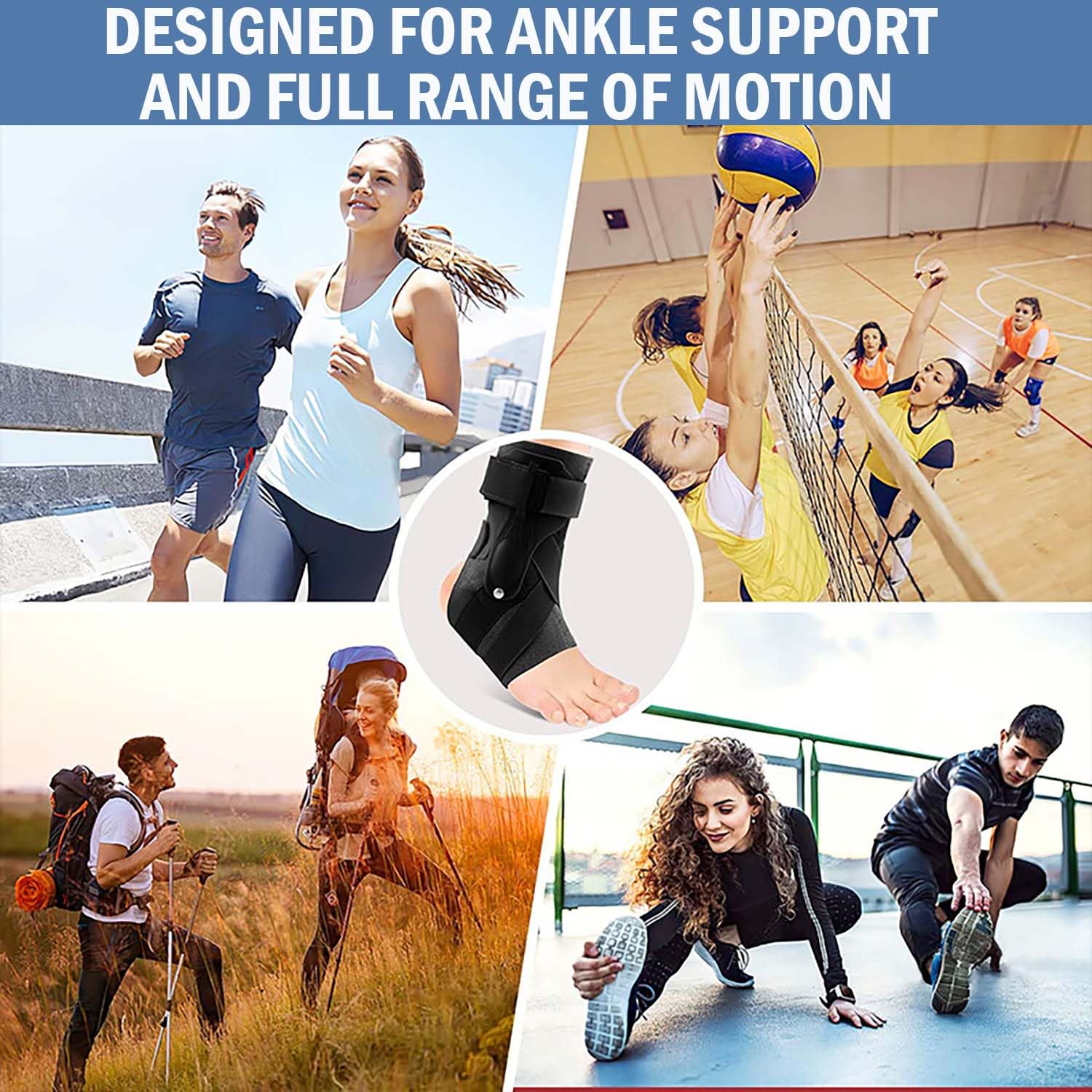 Lace Up Ankle Brace for Women Men - Adjustable Ankle Brace with Side Stabilizers for Sprained Ankle, Plantar Fasciitis Relief, Achilles Tendonitis, Injury Recovery, Ankle Support for Men Women(X-Large)
