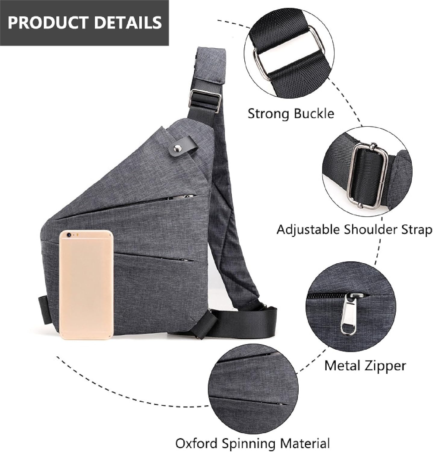 APLUSH Anti Theft Crossbody Travel Bags Slim Sling Bag with Adjustable Strap Multi-Pocket Shoulder Bag