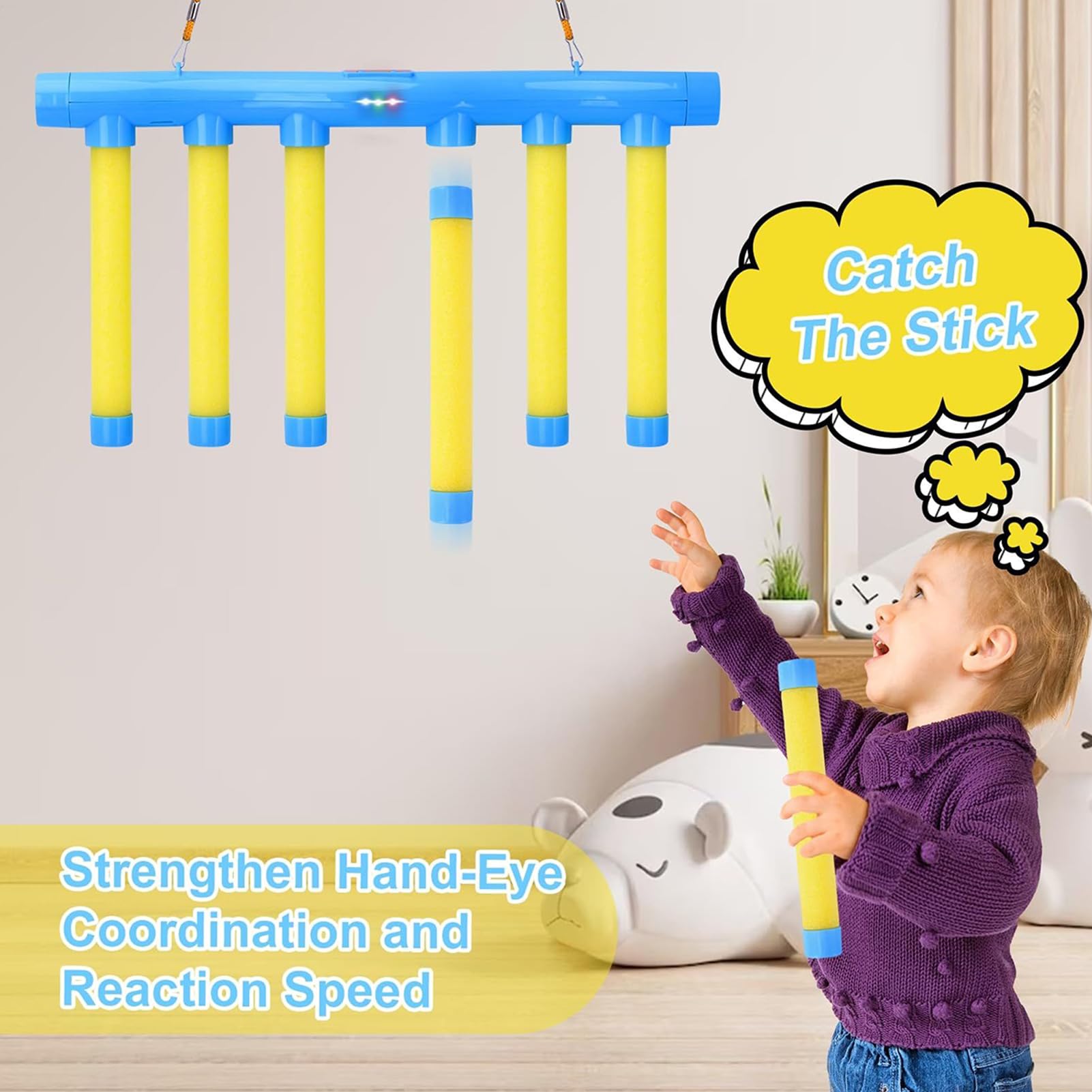 Hand Speed Challenge Game, Défi Vitesse Et Réactivité, Jeux De Reflexe 3 Vitesses Réglables, Drop Stick Reflex Challenge Game, Jeu Batons Qui Tombe Pour Maison Intérieur Extérieur Pour Enfant Adultes