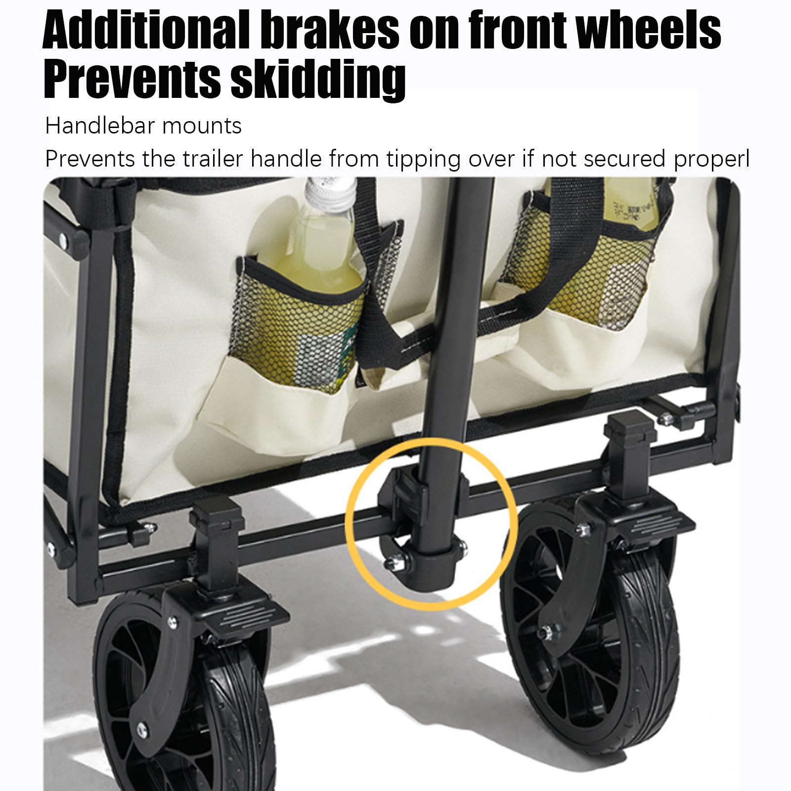 Carrello multiuso su ruote, grande capacità di 100 l, peso di carico 80 kg, carrello per tutti i terreni per shopping, picnic all'aperto, giardino con manico regolabile e borsa di copertura