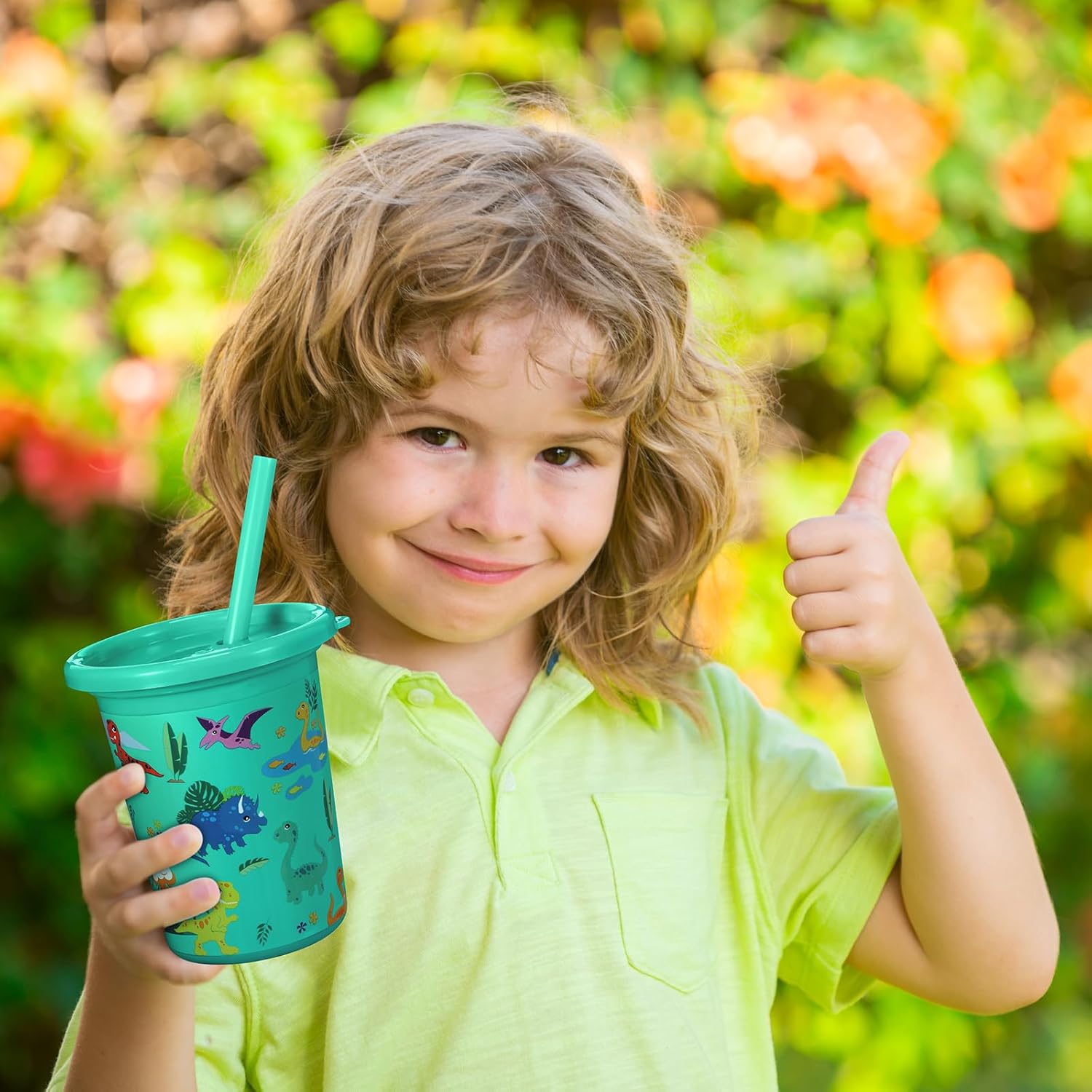 Nuanchu 16 Pcs Plastic Kids Cups with Lids and Straws 10 oz Kids Cups with Straws and Lids for Christmas Gifts Girls Boys Party Smoothie, Reusable Cute Cups - Image 9