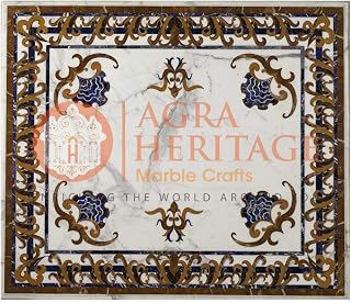 Decorative Marble Top Dining Side Table Handicrafts Inlay Design Furniture Hallway Decor