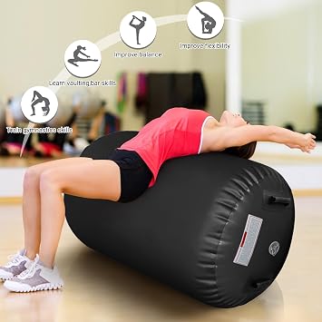 CZGBRO Gymnastics Barrel Air Roller with Pump, Inflatable Tumbling Equipment Air Mat Octagon Mat for Backhandspring Training Cheerleading Home Use