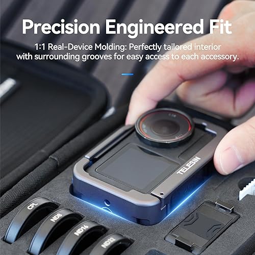 Miniatura 7 de TELESIN Osmo Action 5 Pro Action 4 Action 3 Bolsa de almacenamiento portátil para DJI, funda rígida impermeable de almacenamiento de viaje, estuche