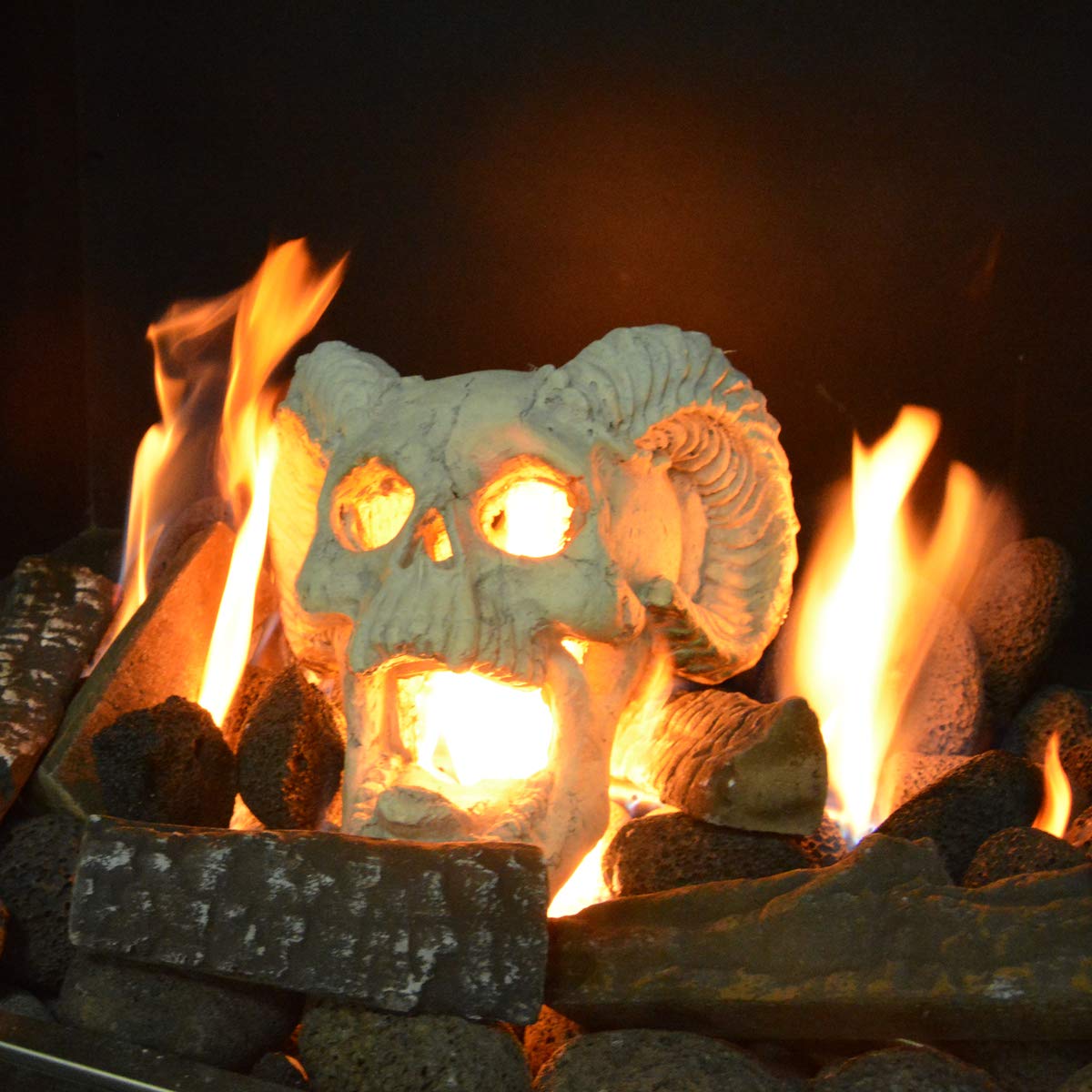 Tronco de gas de calavera demoníaca para fogata y sin ventilación, propano, gel, etanol, eléctrico, chimenea al aire libre y hoguera, decoración de Halloween, patente pendiente 4