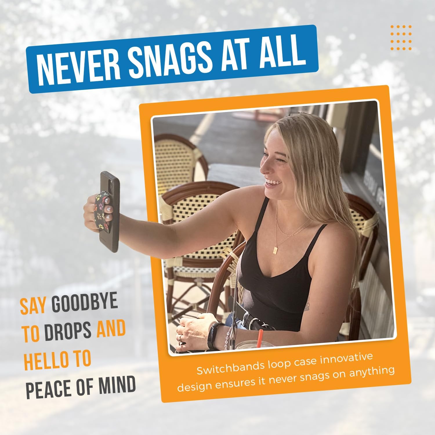 Switchbands Loop Phone Case for iPhone 12 & 12 Pro with Customizable Phone Grip |Loop Strap Case Supports Wireless Charging| Black Phone Case with Strap - Starry Night