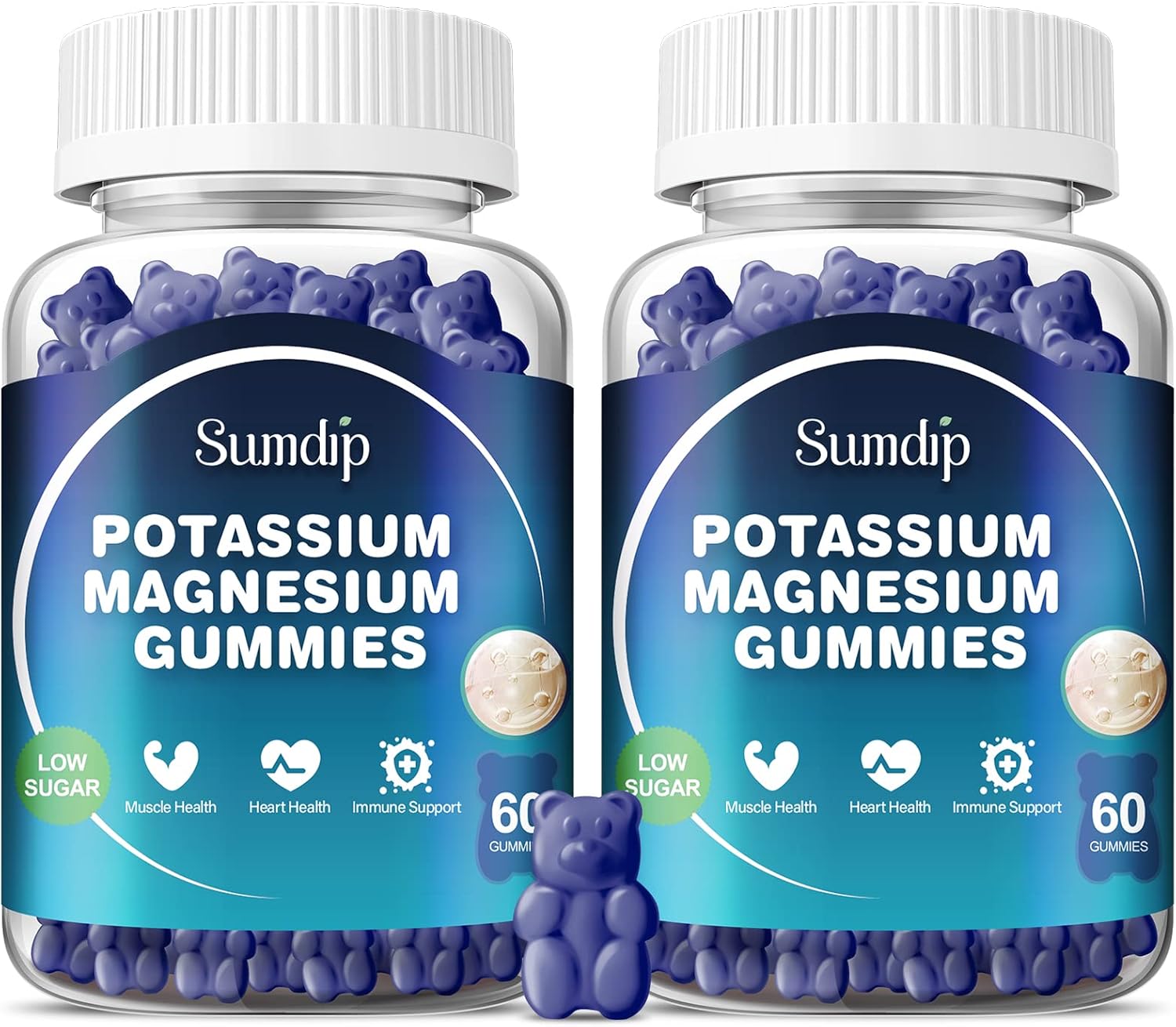 Magnesium Potassium Supplements Gummies, Muscle Health, Leg Cramps and Sleep, Vegan