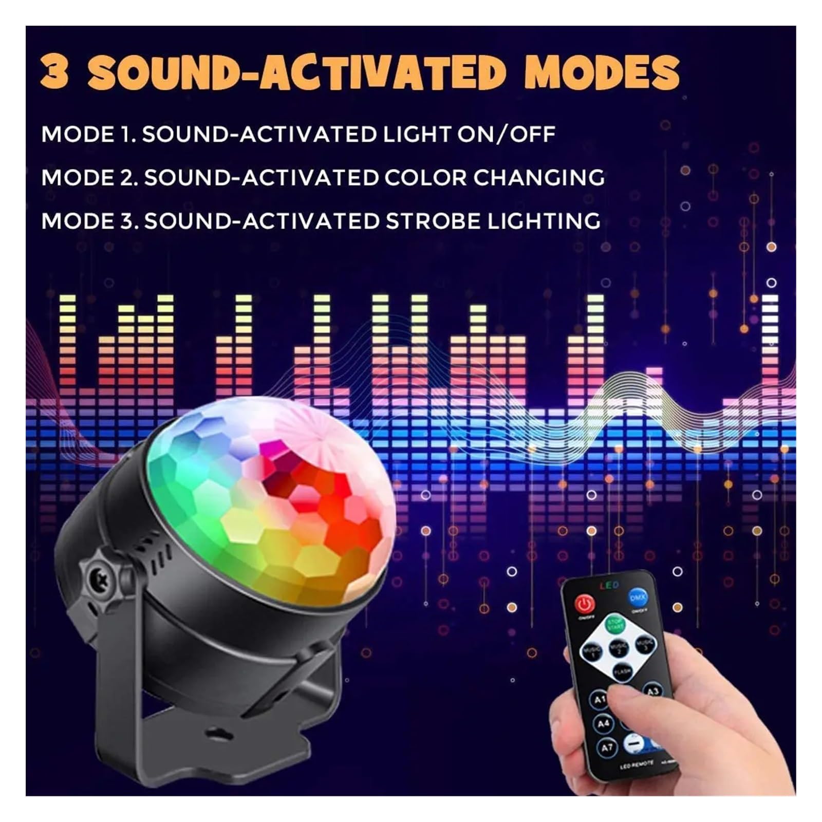 Lampe de projecteur、 Boule Disco rotative DJ fête veilleuse RC son activé RGB scène projecteur lampe for la maison salle de jeu KTV Bar noël 、 décoration de cour extérieure
