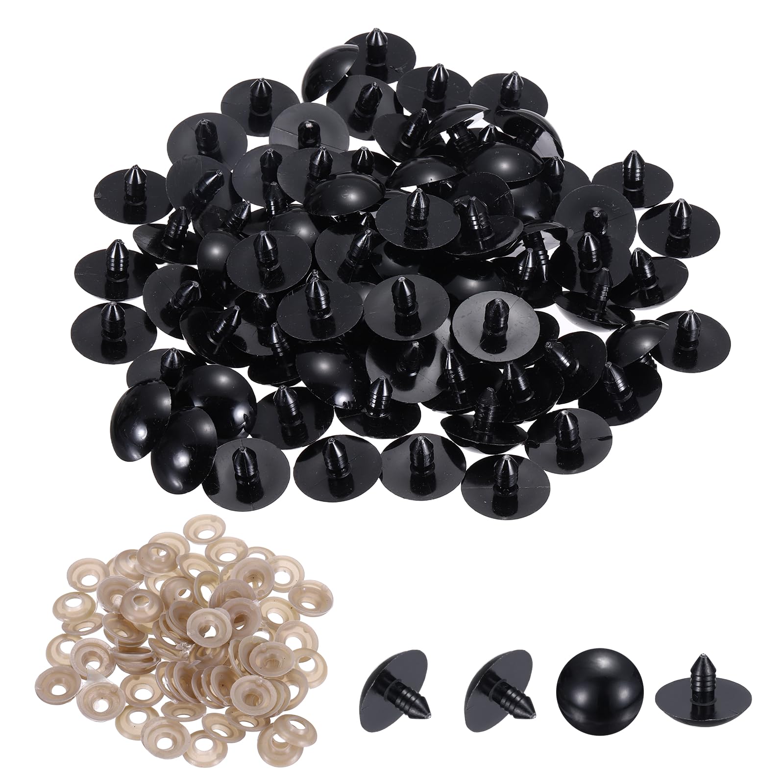 PATIKIL 30mm Safety Eyes, 80 Set Plastic Craft Eyes with Washers for Stuffed Animals Crochet Toys Dolls DIY Craft Making, Black