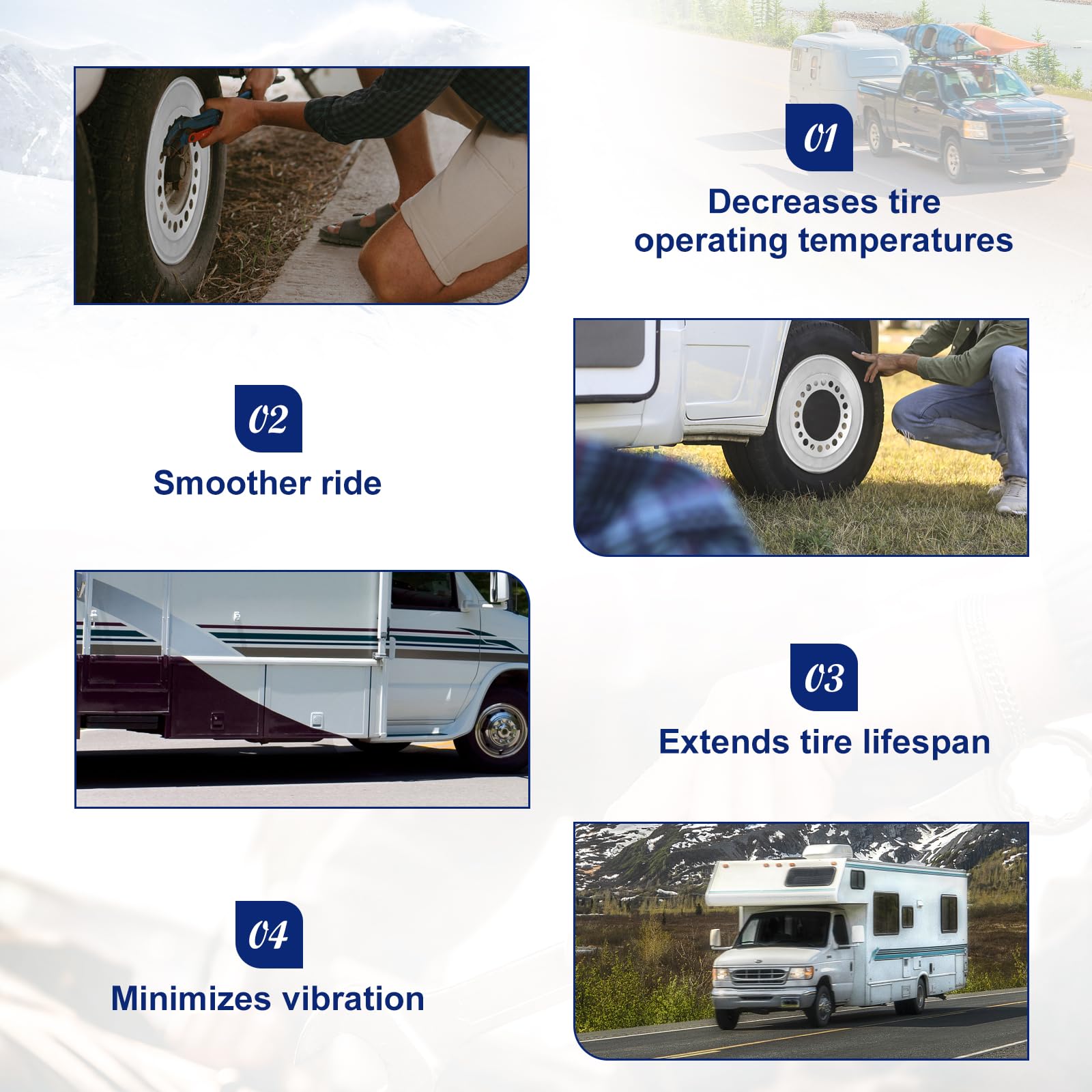 600-640 - 2 piezas de equilibrador de rueda de dirección para camiones, autobuses, autocaravanas, ruedas de 22.5 pulgadas