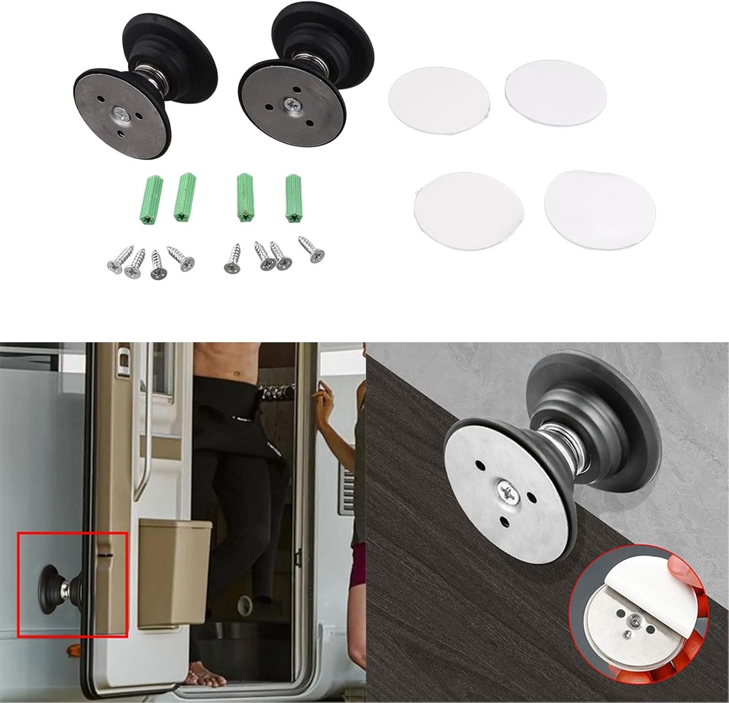 FABULETTA RV Door Holder Baggage Door Catch Latch with Strong Magnets for Camper Trailer Quiet Silent Design Black 2 Pack