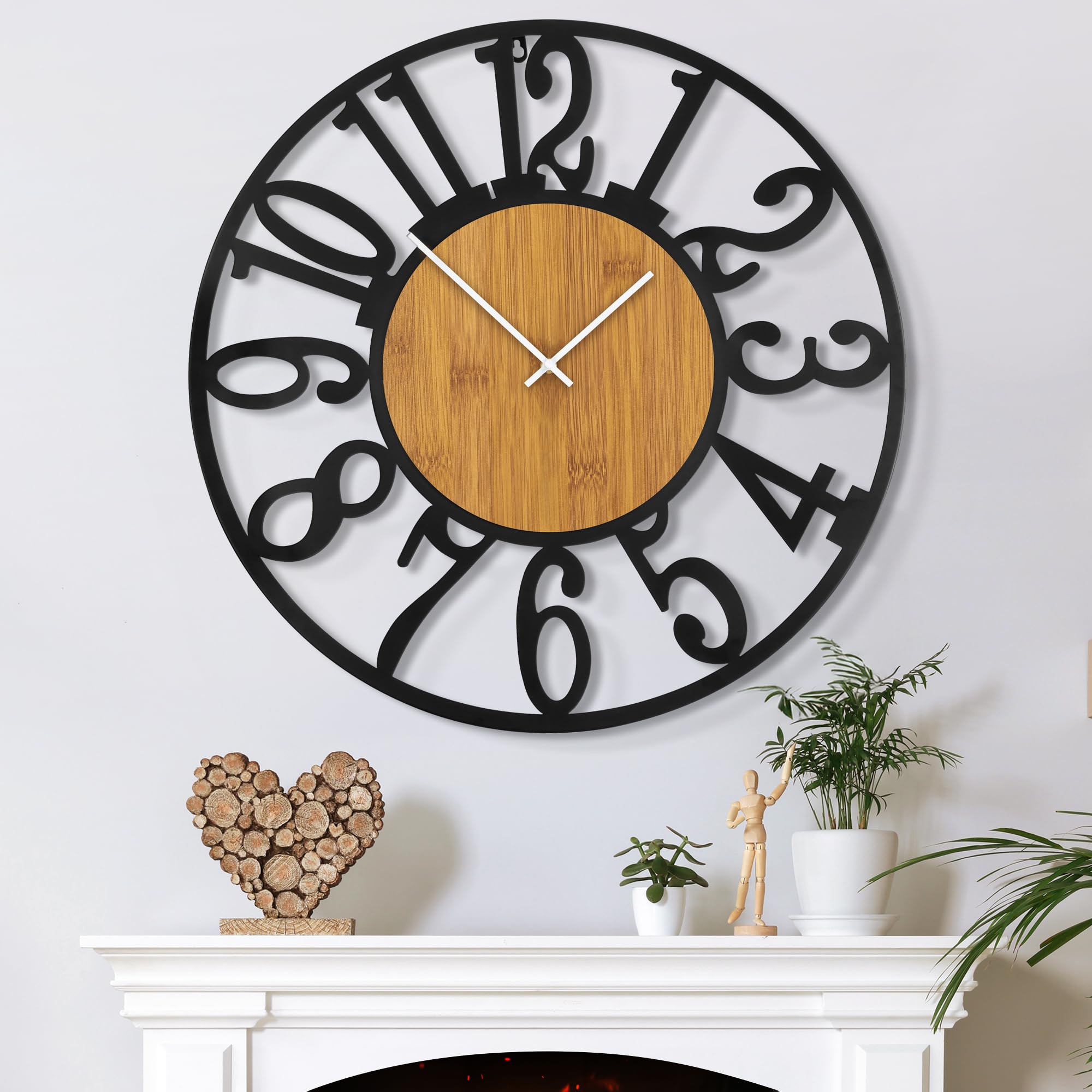 Mee 2ou Orologio Da Parete Moderno E Vintage, 80 cm/ 32 Pollici Orologio Da Parete Grande Silenzioso Senza Ticchettio, Disponibile In 34 cm, 40 cm, 50 cm, 60 cm, 80 cm Per Soggiorno, Cucina, Ufficio