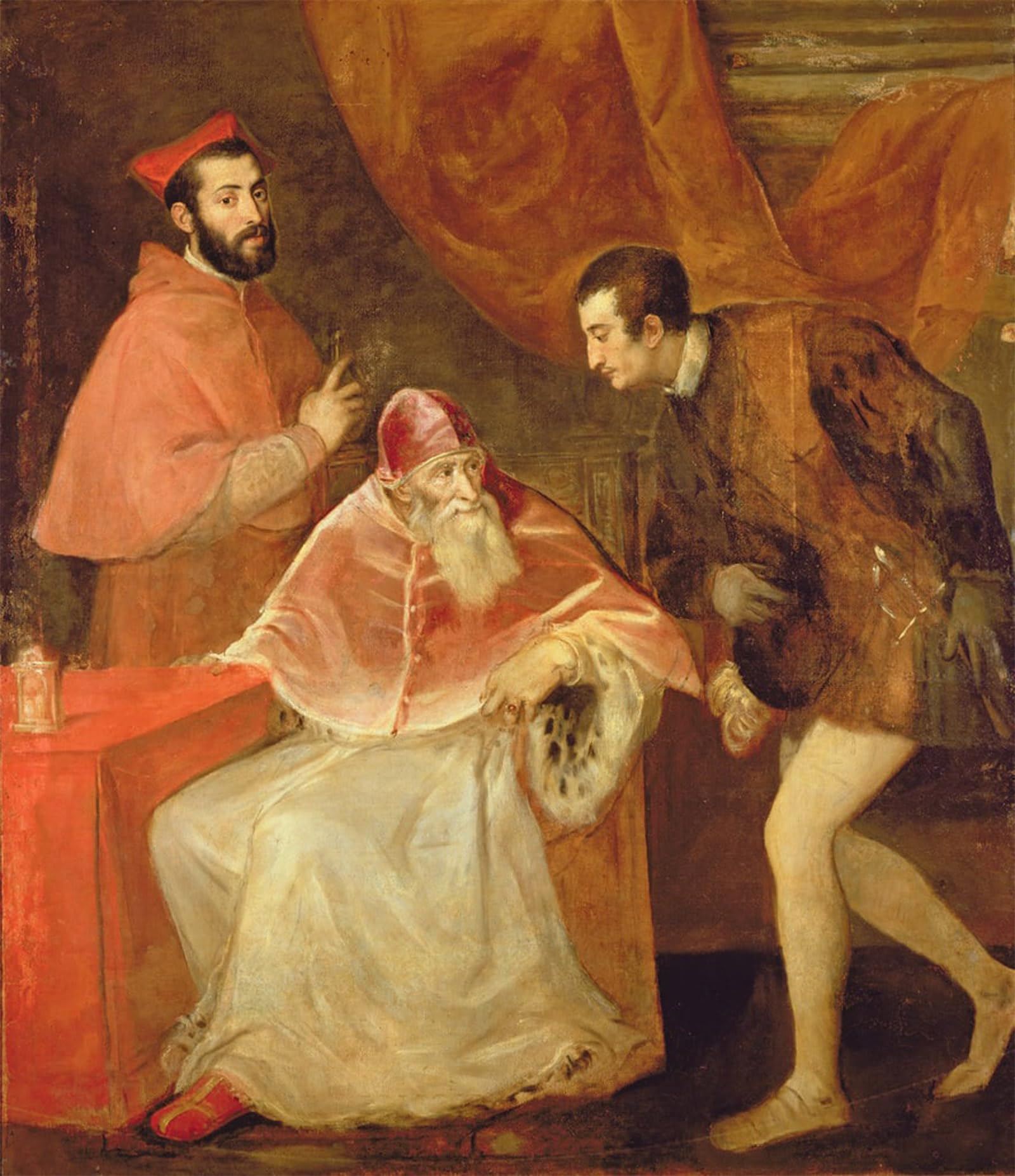 POSTERIIk Famous Modern Artwork Art Mural Pope Paul Iii and His Nephews by Tiziano Vecelli Oil Paintings Pictures for Home Decor 60x90cm
