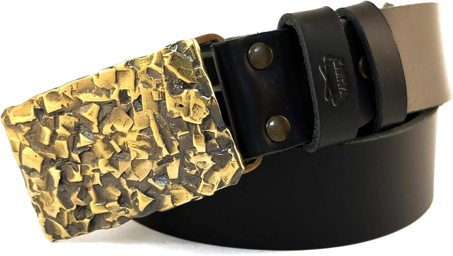 Leather belt with buckle Crystal, Handmade unisex crystal textures solid brass belt buckle
