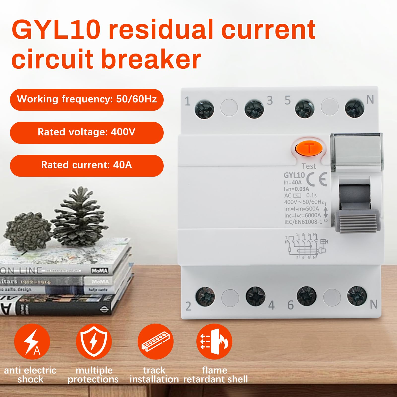DEWIN RCD, GYL10 FI RCCB RCCB RCD Switch FI Switch 4P 40A AC 400V, One Color - Image 2