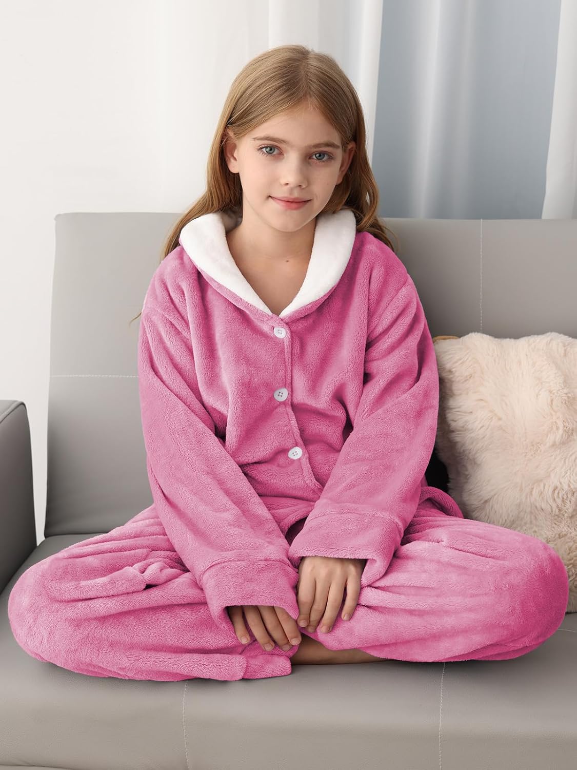 Boys Girls Fleece Set Fuzzy Pants Set Outfits Winter Flannel Furry Pullover Sweatshirt Pants Sweatsuit Trendy Clothes - Image 6