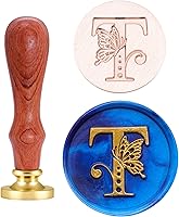 Vista 20 de SWANGSA Kit de sello de cera con letra inicial del alfabeto A, sello de sellado de letras de mariposa vintage con 200 cuentas de cera de sellado