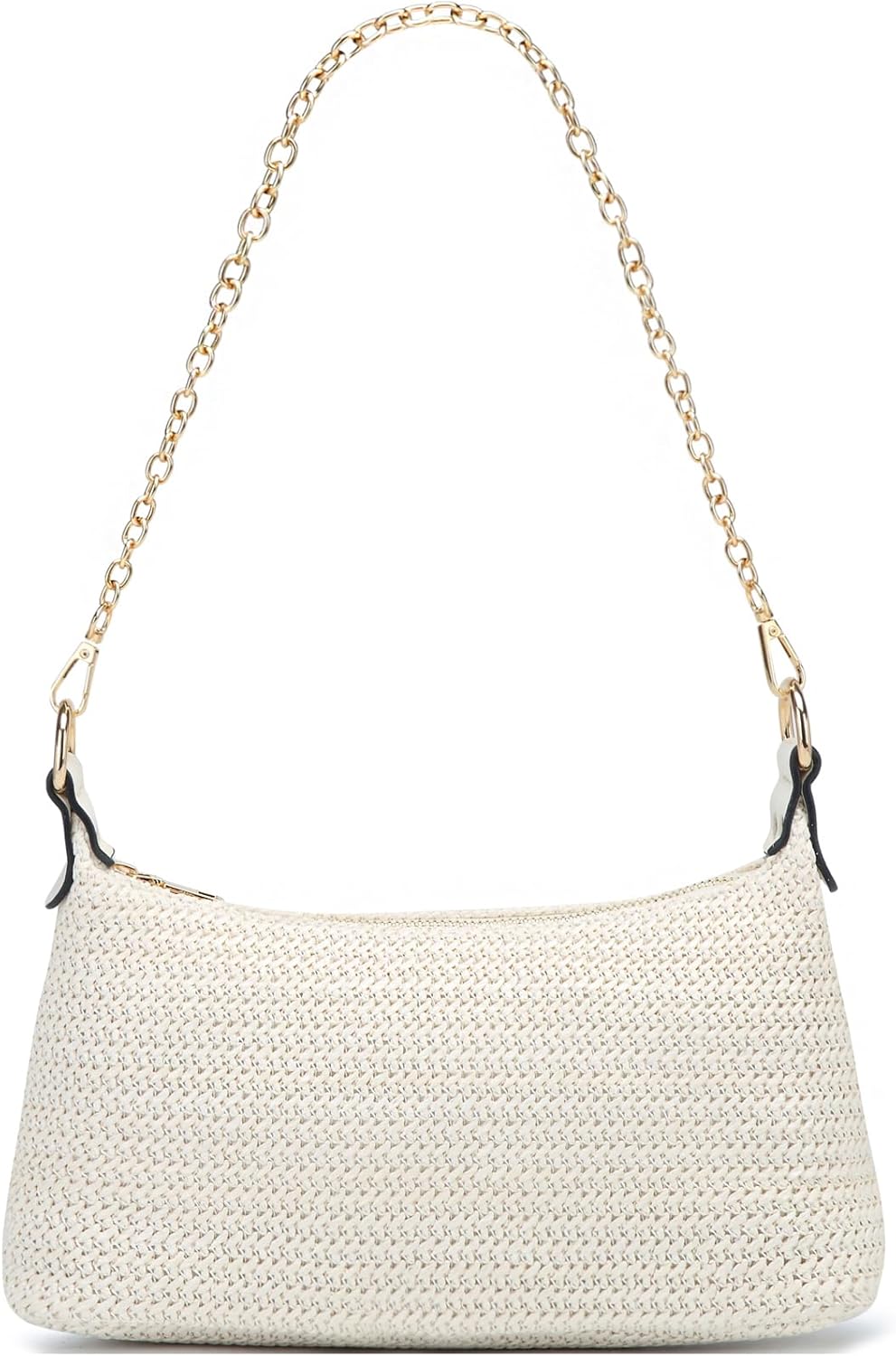 CROJUYI Straw Shoulder Bag for Women Soft Small Woven Shoulder Purse Handbag,Beach Tote Straw Bag for Summer