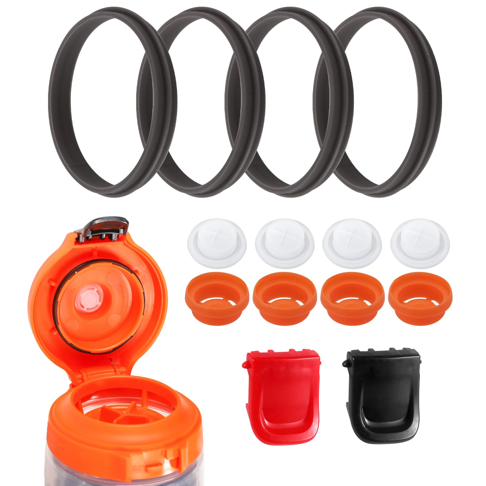 Gosknor 10pcs Bottle Lid Replacement for Gatorade GX Water Bottles, Silicone Dispensing Valves & Sealing Gasket Including Clips for Gatorade GX 30oz