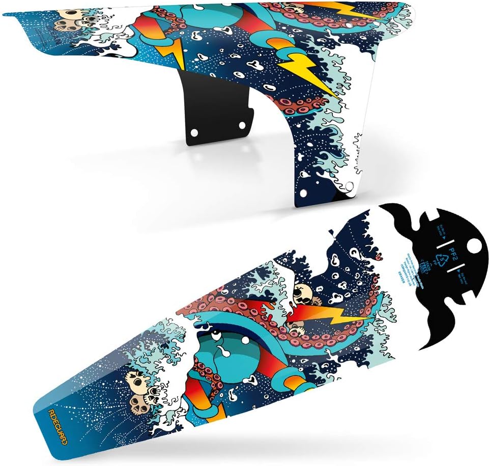 MTB Front PF1 & Rear Saddle PF2 Clip On Mudguard Fender Set. Fits 24”, 26”, 27.5”, 29”, Plus Size and Fat Bikes. UK Made 100% Recycled Plastic Waste 100% Recyclable.