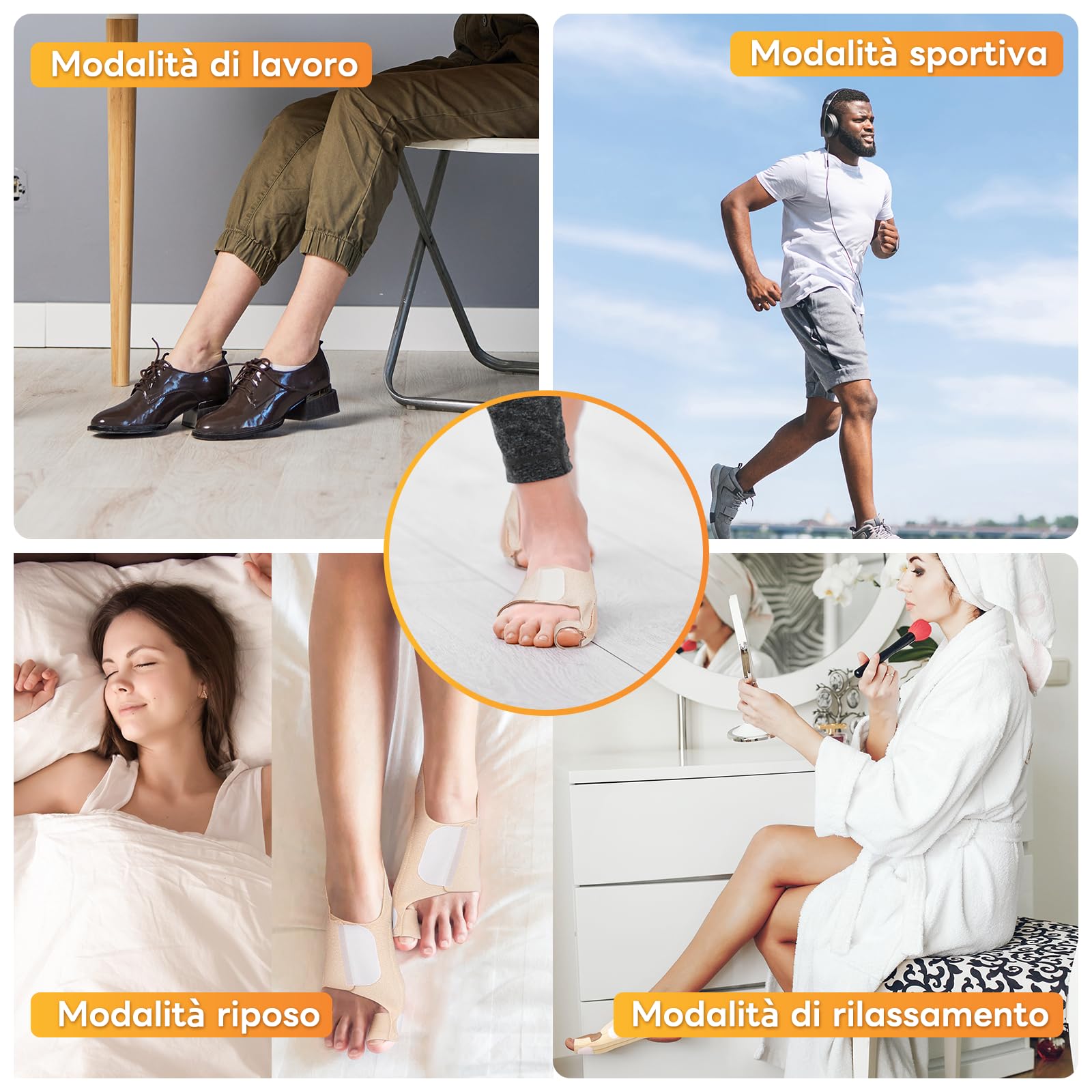 InhwRior Correttore per alluce valgo — dotato di 4 barre flessibili in acciaio inossidabile, con cuscinetto in silicone, migliora la condizione del piede senza dolore, utilizzabile con le scarpe