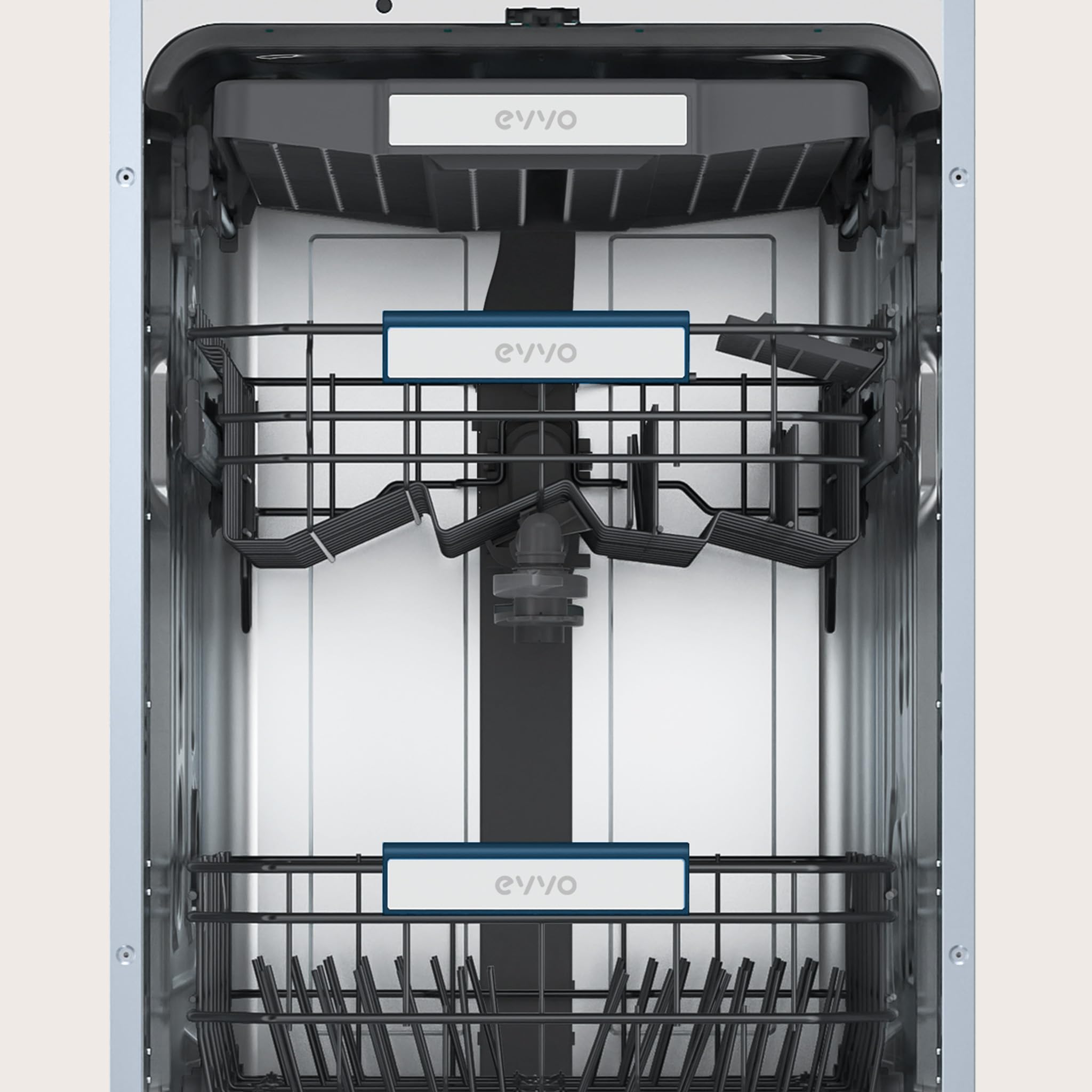 Lavavajillas Integrable 45 cm EVVO Di.4 Slim - Lavavajillas Pequeño, Clase C, 11 Cubiertos, 8 Programas, Apertura Automática de Puerta, Lavavajillas Panelable con Media Carga e Inicio Diferido