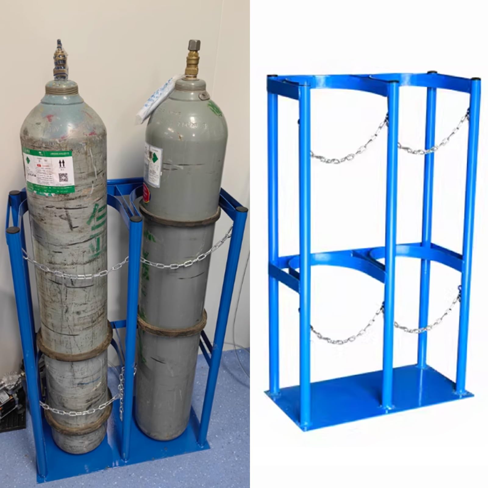 GTHTUHFD Heavy Duty Oxygen Cylinder Rack - Universal 40L Medical Tank Holder, Large Steel Storage Bracket For S & Factories, Fits 24-32Cm,24-59cm(9.4-23.2in)