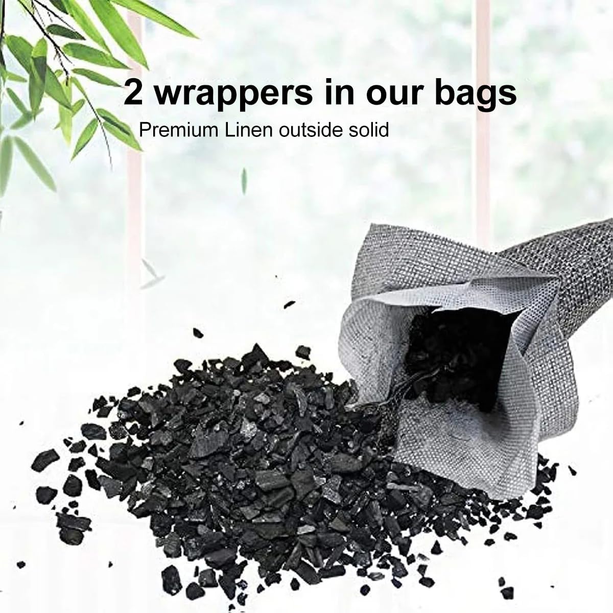 Activated Charcoal Air Purifying Bag (10 Pack 75g Each) Bamboo Charcoal Odor Absorber Air Freshener for Shoes, Closet, Car, Green
