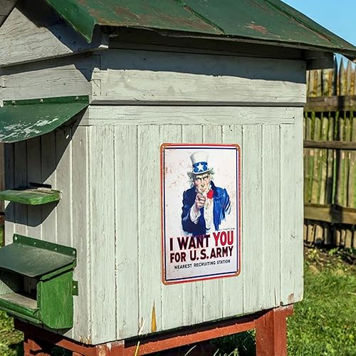 Miniatura 7 de Letrero de metal vintage con texto en inglés "I Want You for U.S. Army Uncle Sam, póster versátil de diseño retro divertido para el hogar, bar,