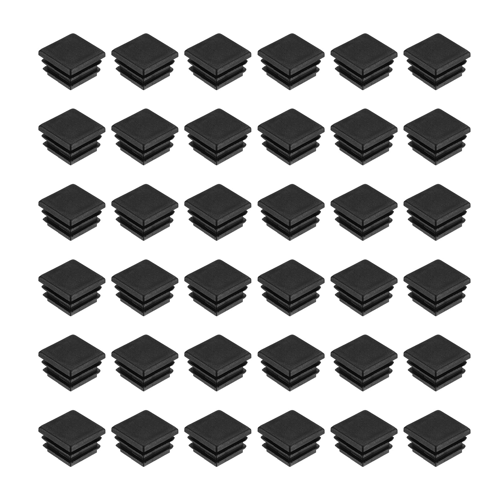 uxcell 38Pcs Square Plastic Plugs, 20 x 20mm/0.79 x 0.79inch PE Pipe Tubing End Caps for 16-18mm/0.63-0.71inch Square Tube Furniture Chair Leg, Black