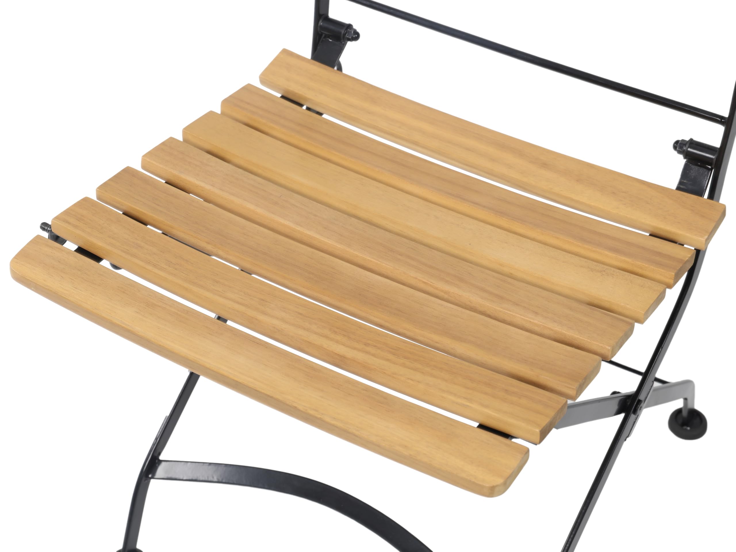 METRO Professional Sedia da Esterno Pieghevole Baviera, Acciaio/Legno di Acacia, Set di 2 Sedie, Ideale per Ristorante e Giardino, Marrone/Nero