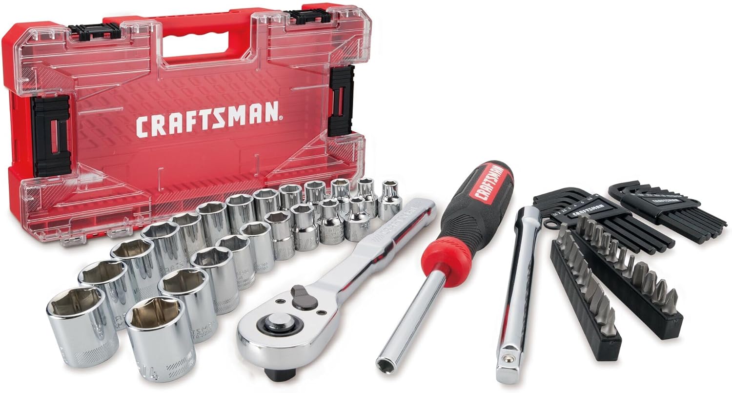 CRAFTSMAN VERSASTACK 63 Piece Mechanics Tool Set with Hard Case, 3/8 Inch Drive (CMMT45163)