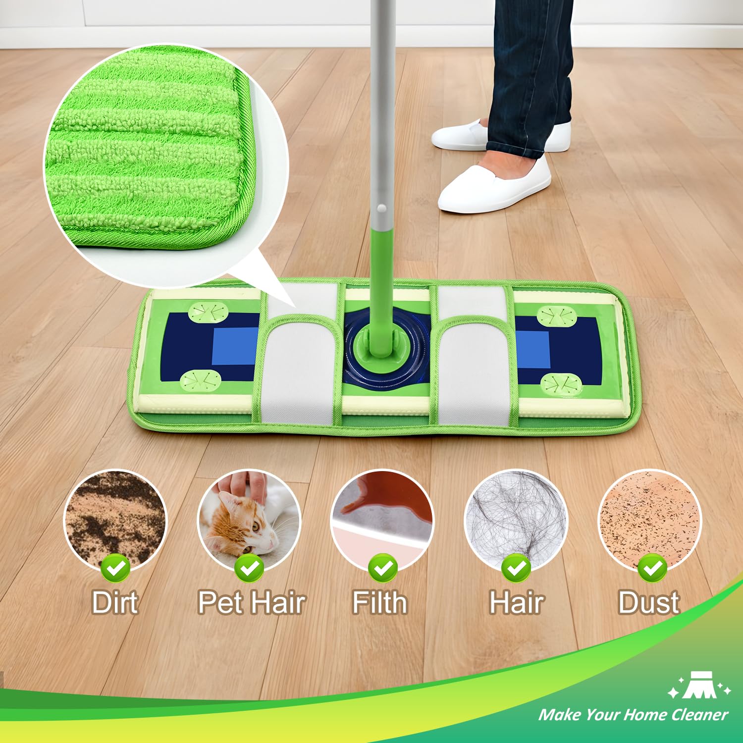 Paquete de 4 almohadillas de microfibra para trapeadores Swiffer XL, reutilizables, húmedos y secos, compatibles con Swiffer Sweeper XL, almohadillas de repuesto lavables para limpieza en seco y