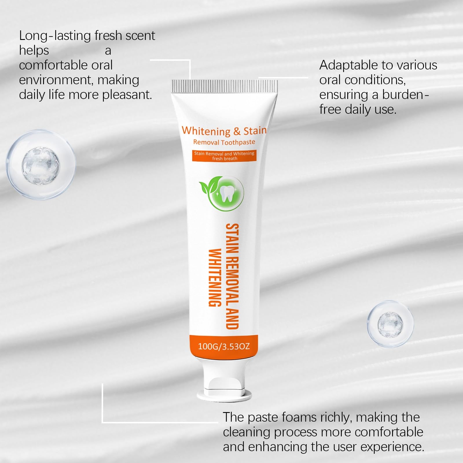 Sensitivity Relief & Whitening - Pasta de dientes libre de fluoruros, mentol, pasta de dientes blanqueadora intensiva, blanca/ning y eliminación de manchas, dientes remineralizantes de goma