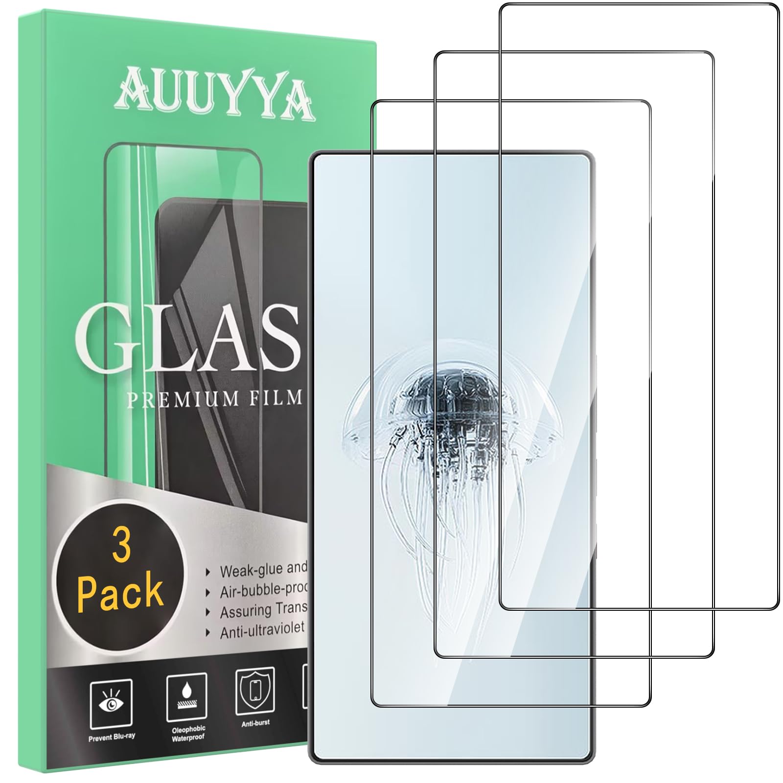 3-Pack for ZTE Nubia Red Magic 10 Pro/Pro+ /10 Air / 10S Pro/ 10S Pro+ Screen Protector Tempered Glass, 9H Anti-Fingerprint Bubble-Free Anti Scratch, Ultra Drop Protection Film, Case Friendly