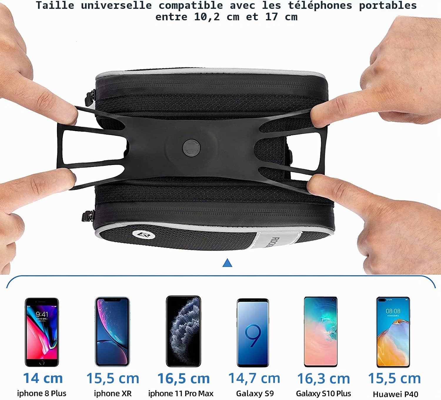 ROCKBROS Sacoche de Cadre Vélo, Support Téléphone Cadre Vélo, Sacoches Cadre Vélo 1.5L Réfléchissant Écran Tactile avec Housse Étanche pour VTT Vélo de Route pour Téléphone sous 6,5 Pouces