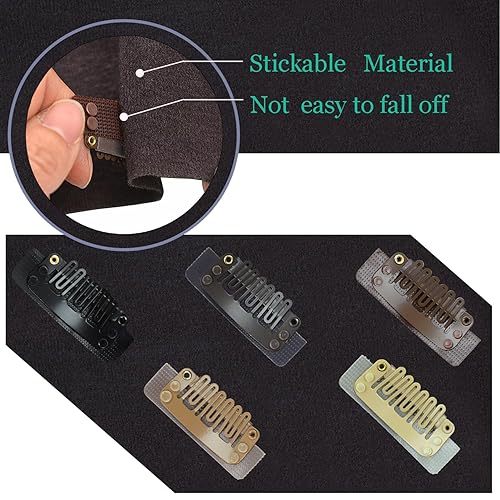 Miniatura 4 de 6 pinzas adhesivas para pelucas en forma de U, 1.260 in, 6 dientes, extensiones de cabello con goma para extensiones de cabello (marrón)